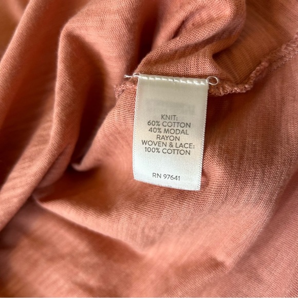 J. Jill Pink Coral Woven Lace Sleeve Top. Size Small. - Picture 5 of 10